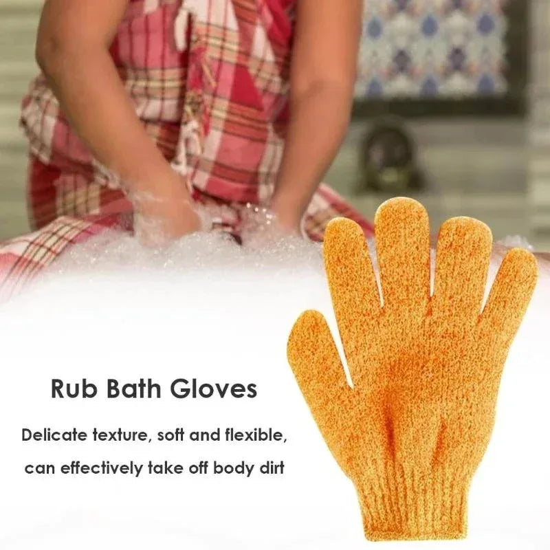 1/2/3pairs Five Fingers Bath Gloves Peeling Exfoliating Household Shower Towel Scrub Body Wash Elastic Wipe Body Cleaning Tools Oasis Select
