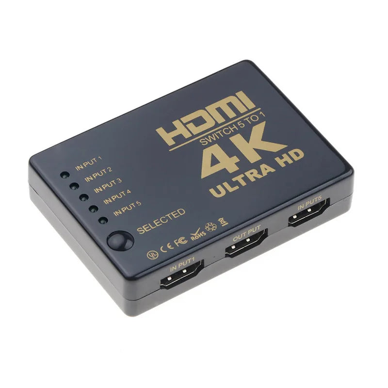 5x1 HDMI Switch HD 4K Video Switcher With Controller 5 in 1 out HDMI Switches Hub Adapter for Xbox PS4 DVD HDTV PC Laptop TV Oasis Select