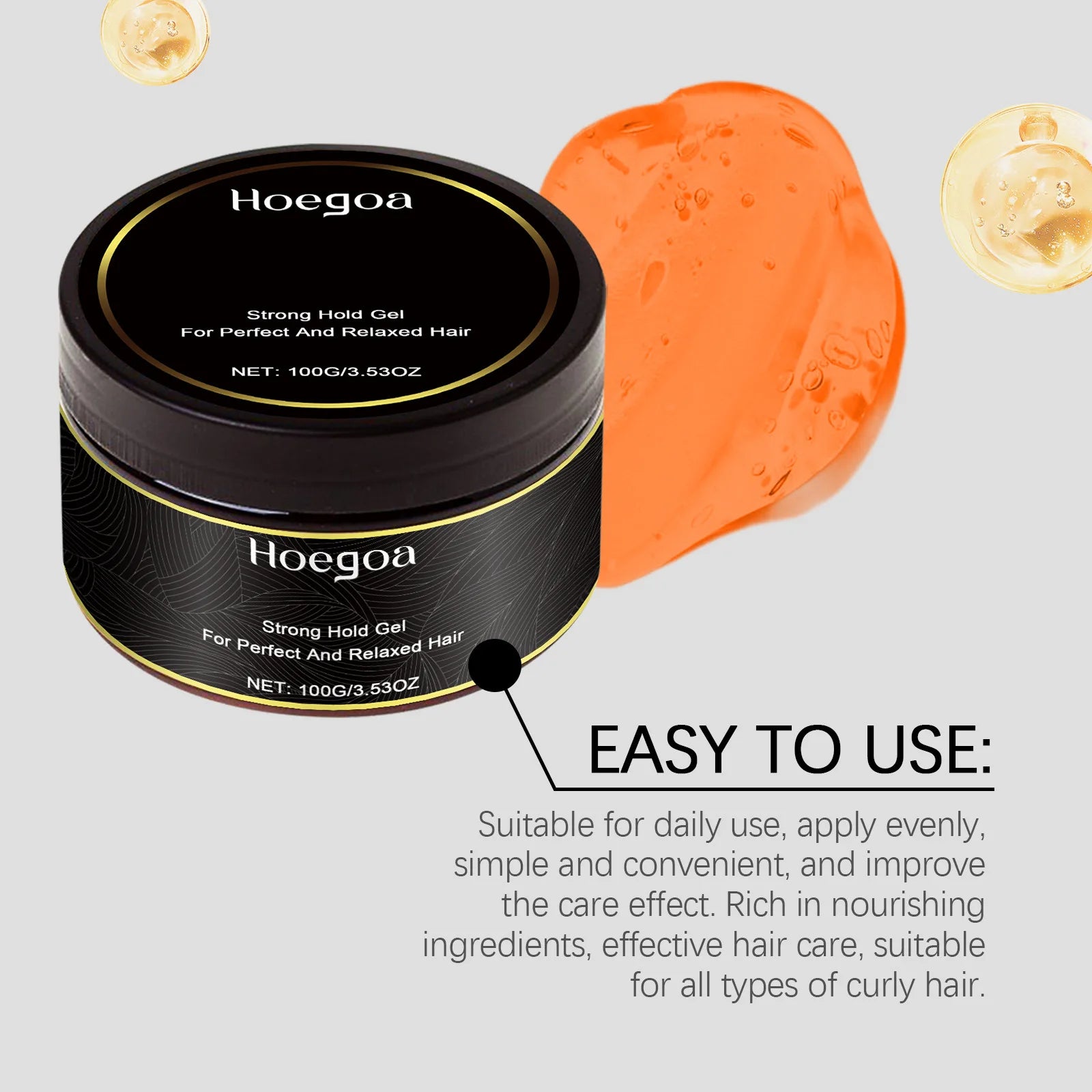 Hoegoa Shea Butter Hair Styling Gel Strong Holding Finished Molding Non Greasy Edges Controls Shaping Curly Portable Hair Gels Oasis Select