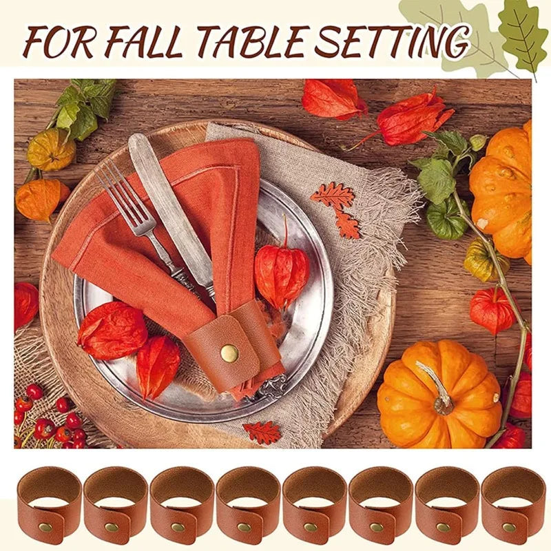 6-36PCS Leather Napkin Rings Vintage Farmhouse Thanksgiving Table Decor for Wedding Reception Banquet Dinner Party Oasis Select