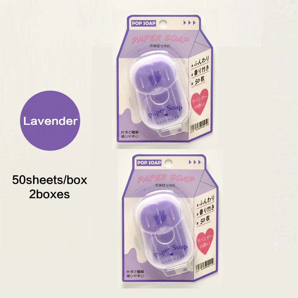 Portable Hand Soap Sheets for Travel | Dissolving Cleanser Wipes | Alcohol-Free | On-the-Go 50 sheets/box Oasis Select 2boxes Lavender
