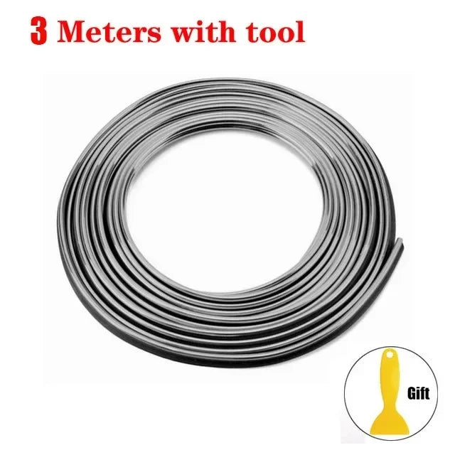 Car interior trim strips universal car gap fillers automobile molding line decorative accessories DIY flexible strip garnish Oasis Select 3M silver 2pcs