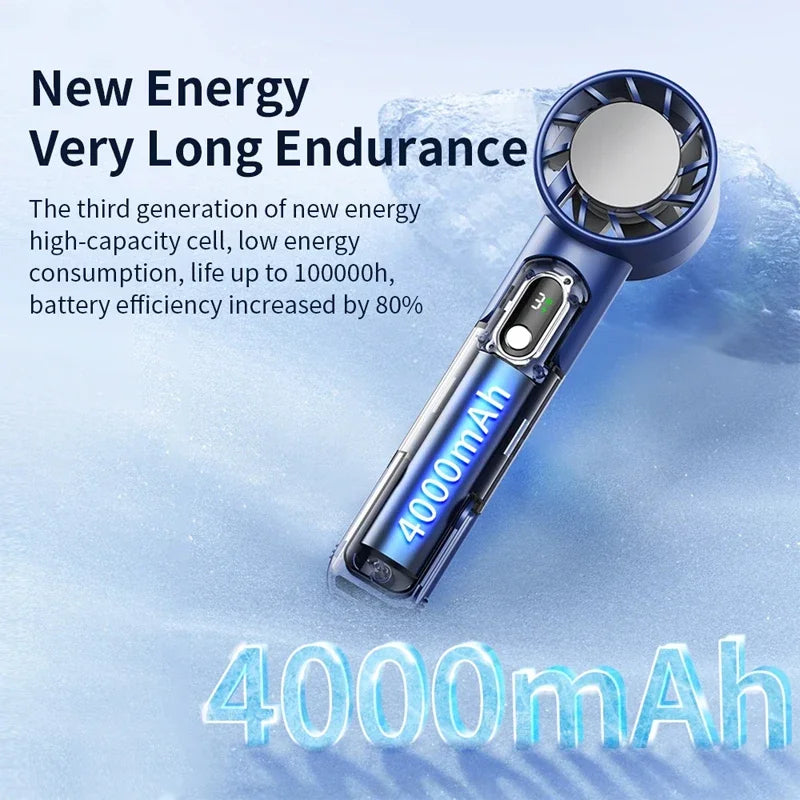 URGGU 4000mAh Handheld Cooling Fan USB Rechargeable LED Display