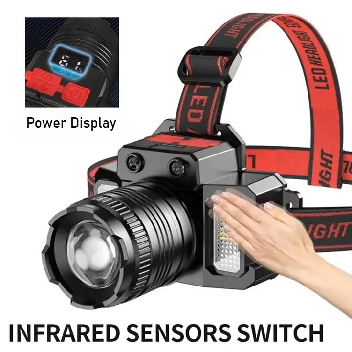 LED Motion Sensor Headlamp 1200LM COB Rechargeable IPX4
