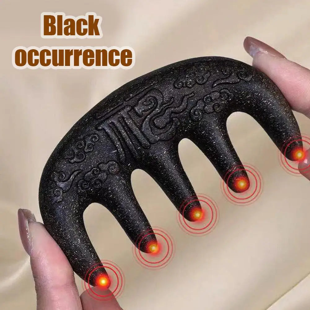 Polygonum Multiflorum Massage Comb Natural Handmade Five-tooth Meridians Scalp Massager Wide Tooth Comb Head Scraping Massage Oasis Select