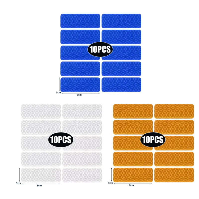 10/20/30pcs Reflective Strips Night Safety Warning Bicycle Motorcycle Stickers Motorbike Helemet Side Panels Decals Decoration Oasis Select 30pcs mix
