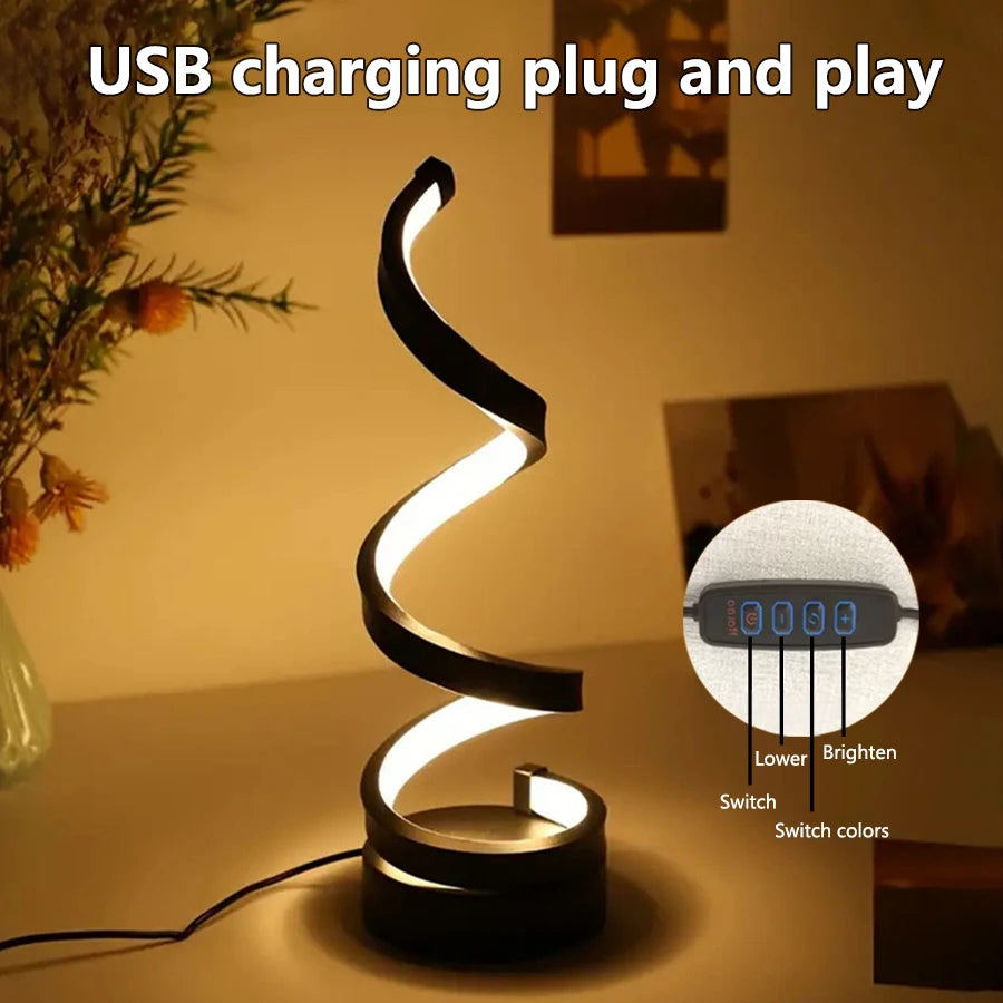 GGBEE Spiral USB LED Desk Lamp – 3 Color Dimmable Light LED Table Lamp Oasis Select
