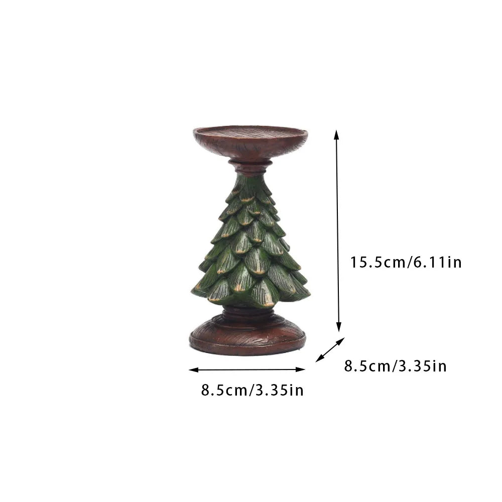 Christmas Tree Candlestick Home Restaurant Counter Desktop Christmas Atmosphere Christmas Decoration Candle Display Oasis Select SILVER 1Pc