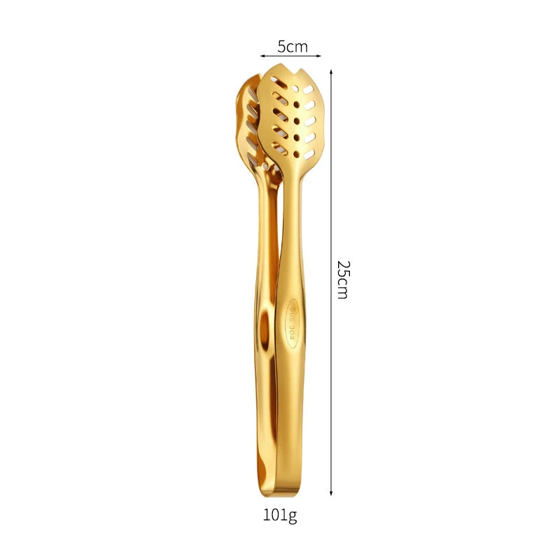Cat Design Stainless Steel Grill Tongs Heavy Duty Kitchen Food Tongs for Outdoor Cooking Small Appliances Oasis Select Gold Leaf