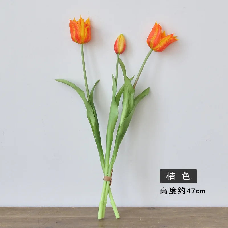 Real Touch Artificial Tulips High Quality Luxury Silicone Fake Flowers for Home Wedding Decoration Bride Bouquet Elegant Decor Oasis Select Orange