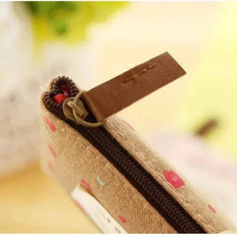 Fashion Flower Pattern Coin Purses Small Fresh Canvas Coin Wallet Lady Girls Earphone Coin Key Money Storage Bag Zipper Pouch Oasis Select