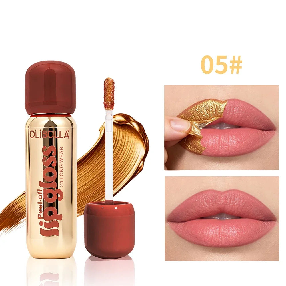 1Pc Gold Peel Off Lip Liner & Lip Gloss, Long Lasting Waterproof Lip Tattoo Stain Oasis Select 05