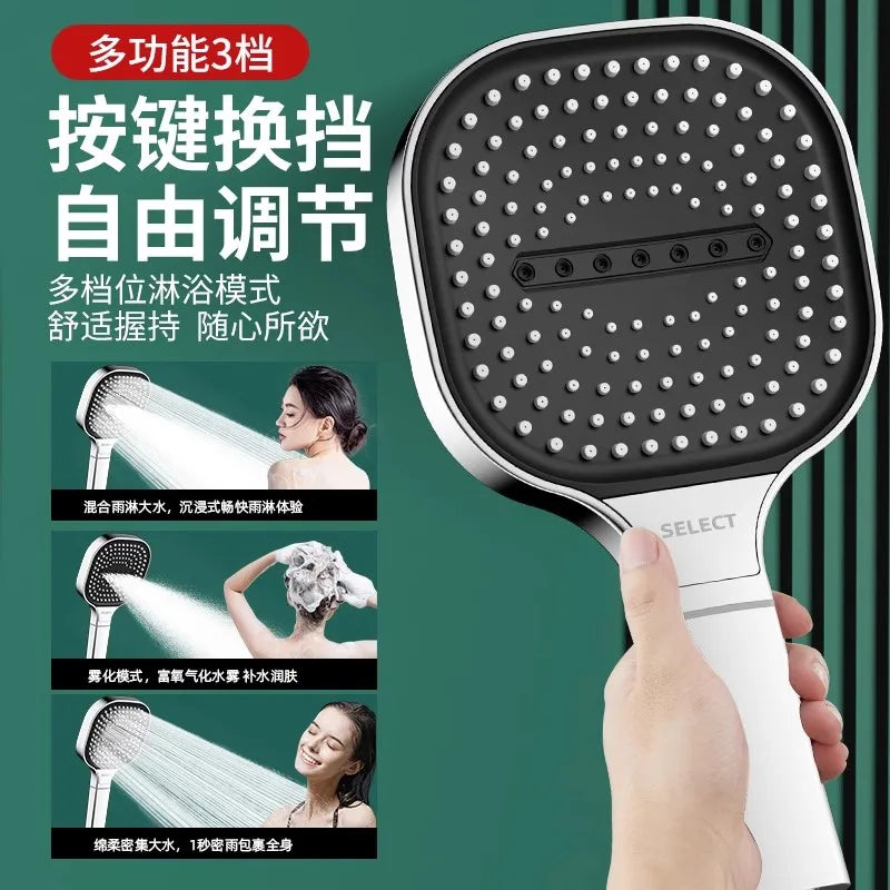 New 13CM Large Panel 3 Modes Shower Head High Pressure Water Massage Shower Head With Filter Element Bathroom Accessories Oasis Select