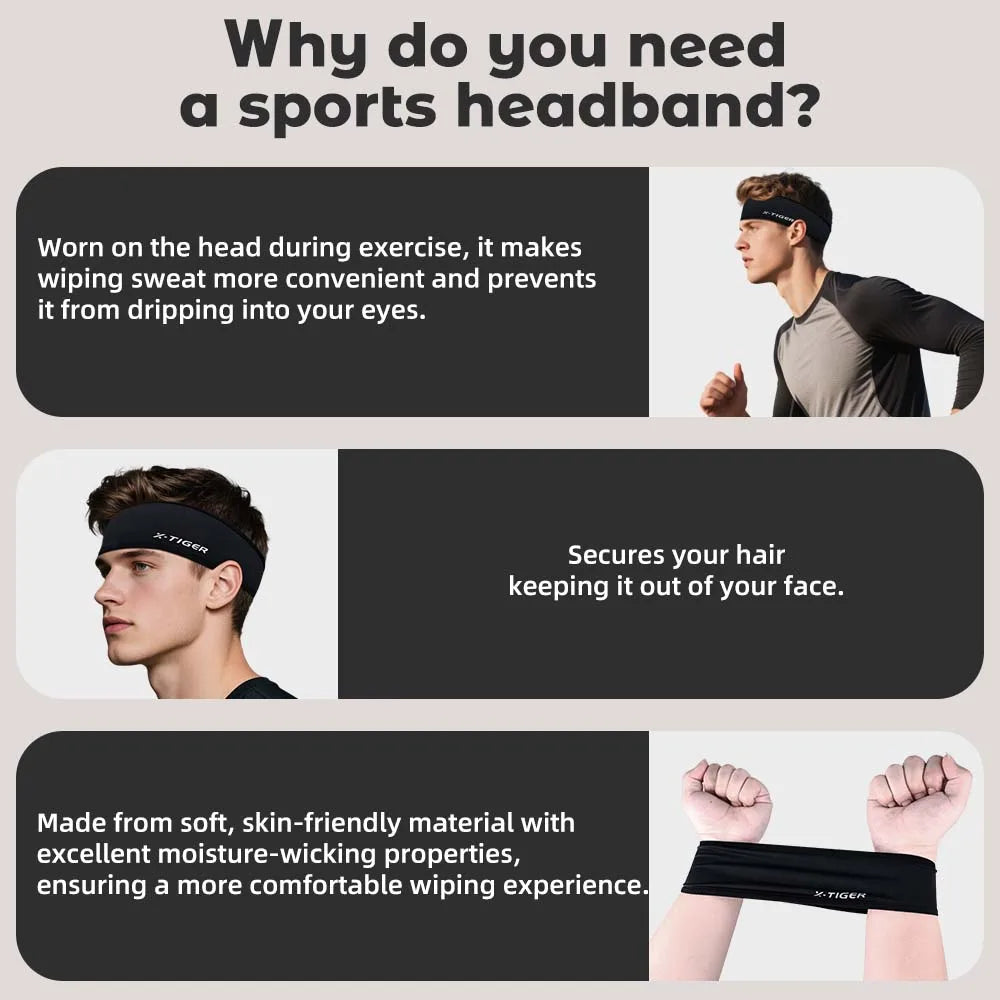 X-TIGER Ice Silk Cycling Headband Sweat-absorbing Elastic Gym Fitness Running Headscarf Breathable Quick-drying Sports Headband Oasis Select