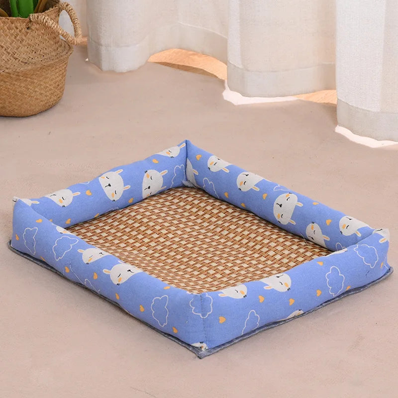 Pet Ice Mat, All-season Dog Bed Mat, Summer Cooling, Wear-resistant, Square Pet Bed Oasis Select blue rabbit XL 85x59cm