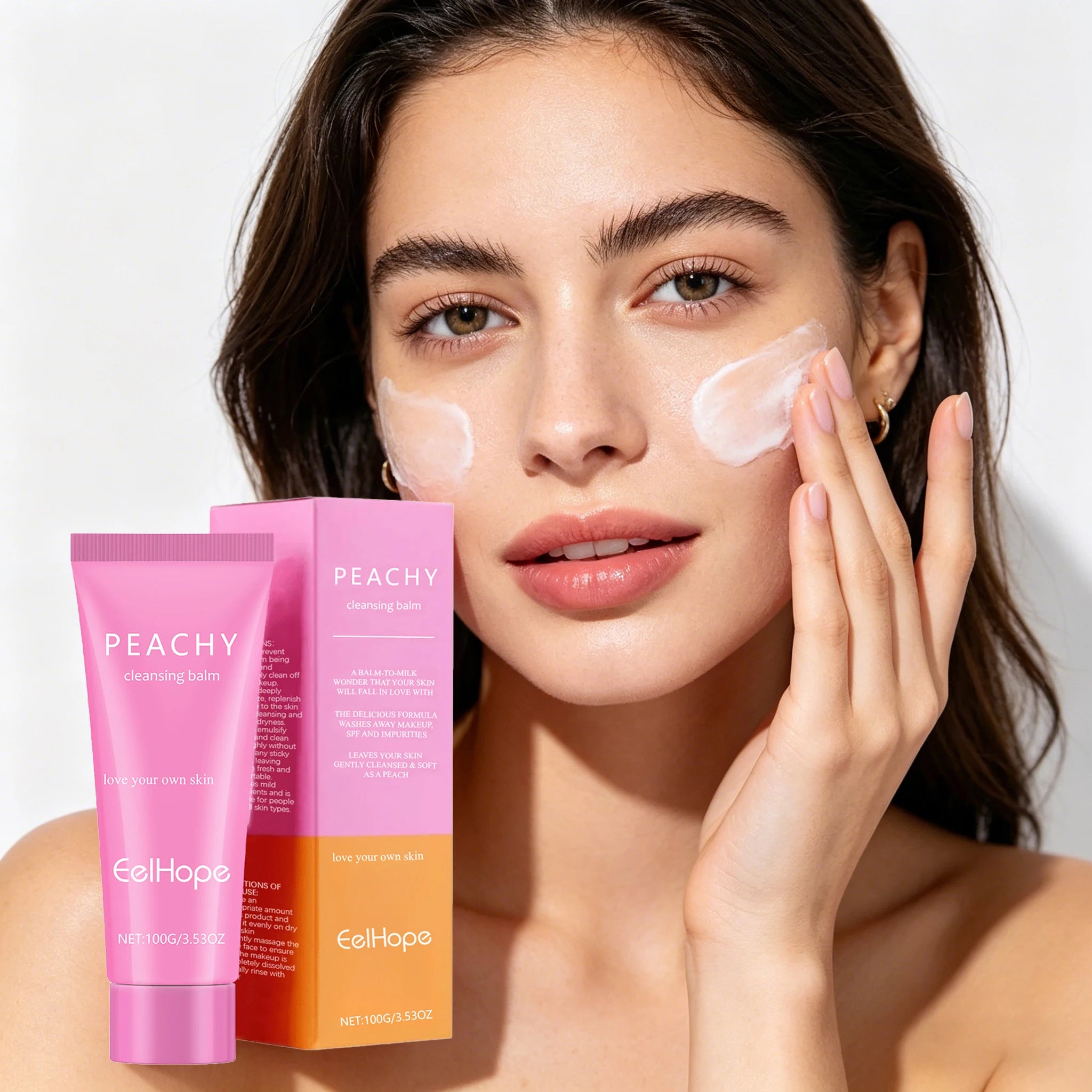100G Peach Makeup Remover Balm Gentle Dissolve Makeup Dirts Hydrating Skin Non-tight Oil Control Smoothing Soften Makeup Remover Oasis Select