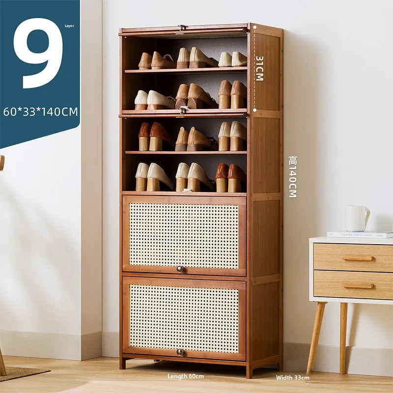 Imitation rattan woven shoe cabinet, simple shoe rack at the door of the home, economical storage, multi-layer dust-proof Oasis Select Nine floors 60 long