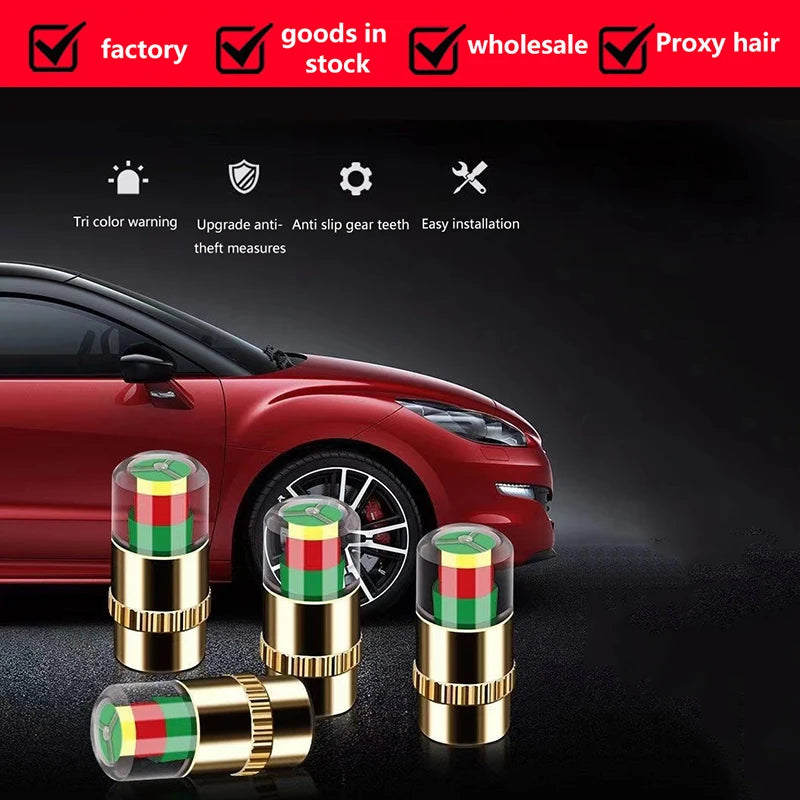 DIY Kit for Car Tyre Pressure Monitoring with Alert Caps and Valve Sensor. Oasis Select