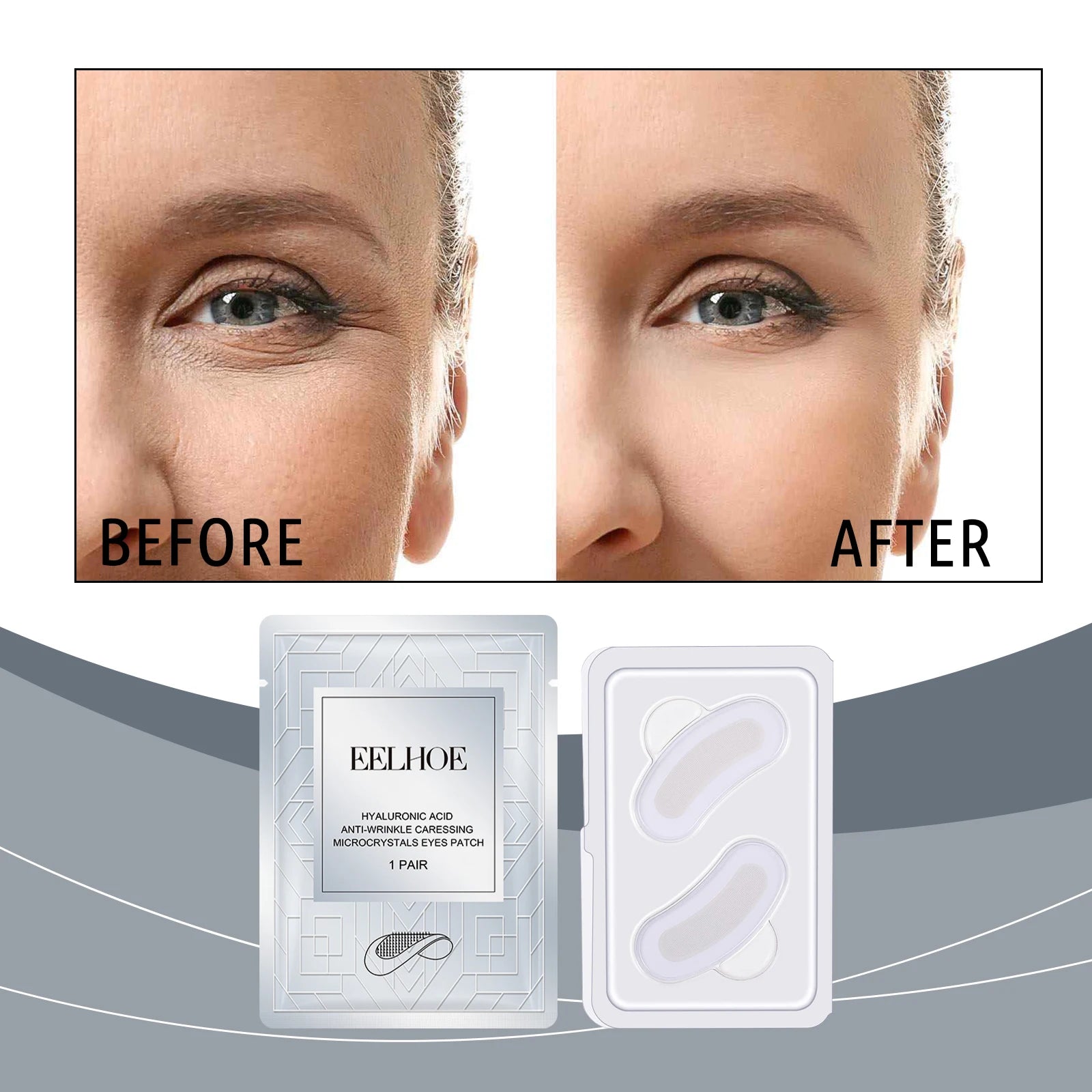 Micro-needle Eye Patch Hyaluronic Acid Anti-Wrinkle Fade Eye Fine Lines Moisturizing 0.25mm Caressing Microcrystals Eyes Patch Oasis Select