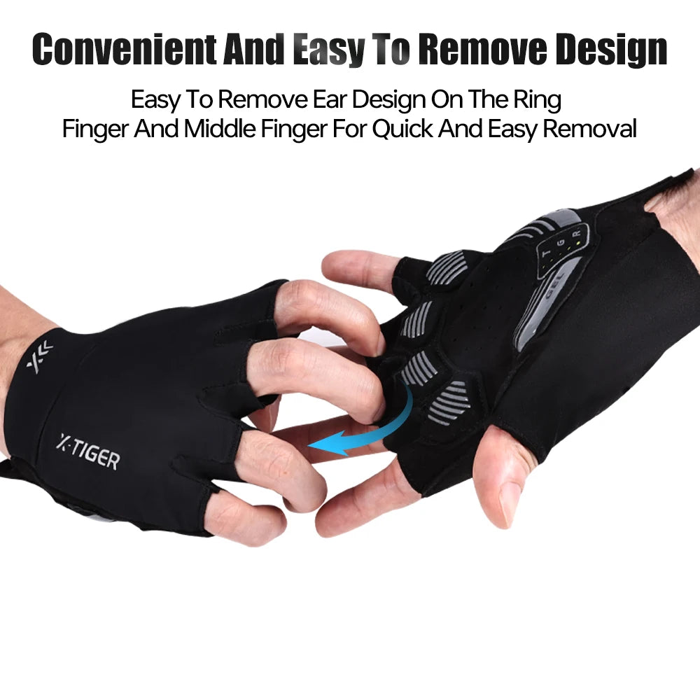 X-TIGER Men Women Cycling Gloves Breathable Damping MTB Road Bike Special Gloves Non-slip Bicycle Half Finger Gloves Oasis Select