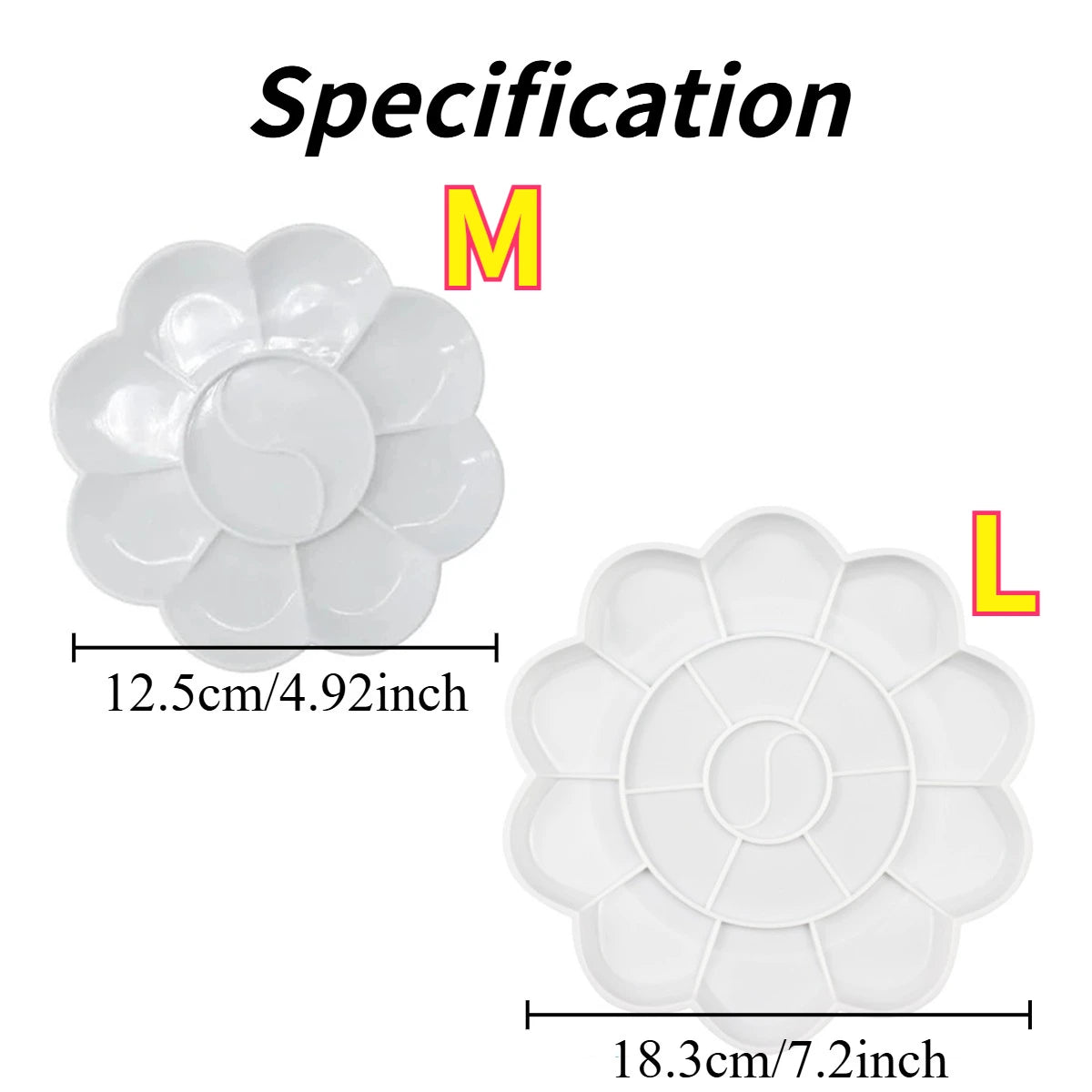 1-5PCS Flower Painting Palette Wells Plastic Reusable Artists Acrylic Watercolor Oil Portable Easy Clean Mixing Tray Oasis Select