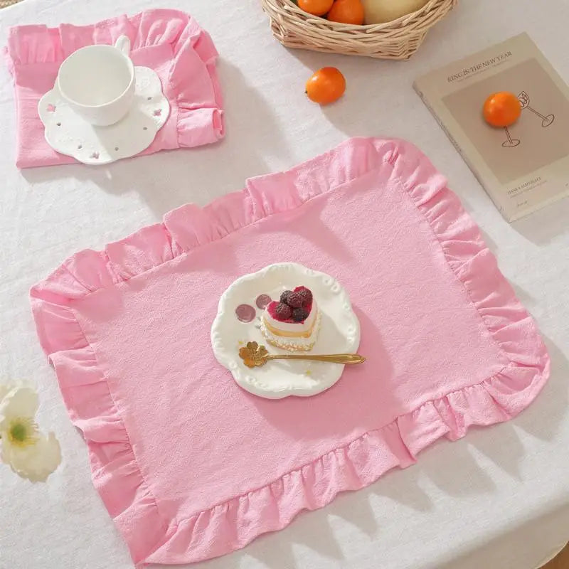 Pink Blue Stripe Ruffle Placemat – Kitchen & Dining Table Decor