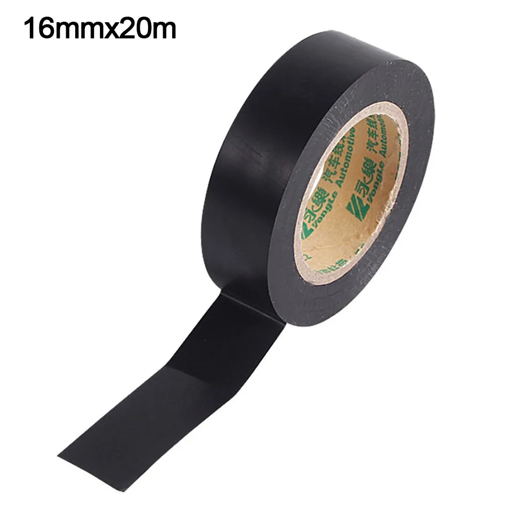 New Black Electrical Tape PVC Self-adhesive Electrical Insulation Tape Waterproof Voltage Wire Organizer Oasis Select 16mmx20m