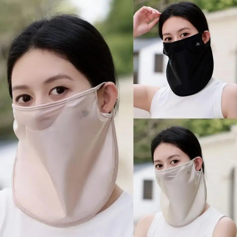 Ice Silk Women Face Mask UV Defense Elegant Neck Cover Lightweight Outdoor Sun Protection for Driving Oasis Select