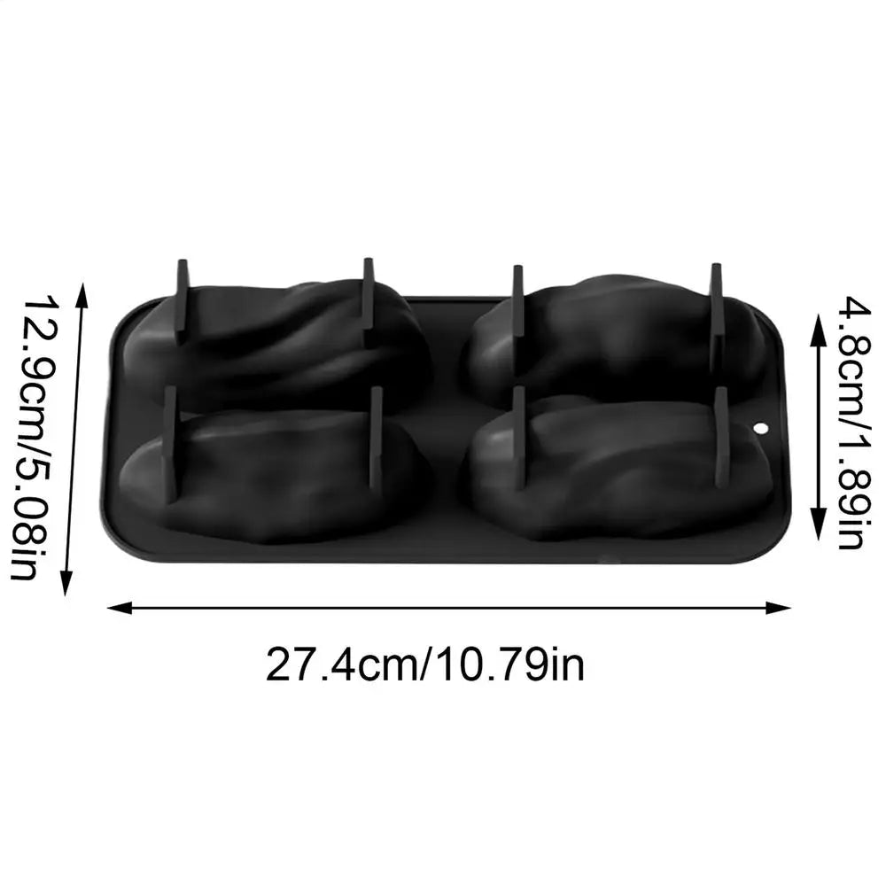 4-Cavity Easy Release Heat-Resistant Food-Grade Silicone Baking Molds Silicone Cake Molds for Chocolate Candy Dessert Home Oasis Select Black