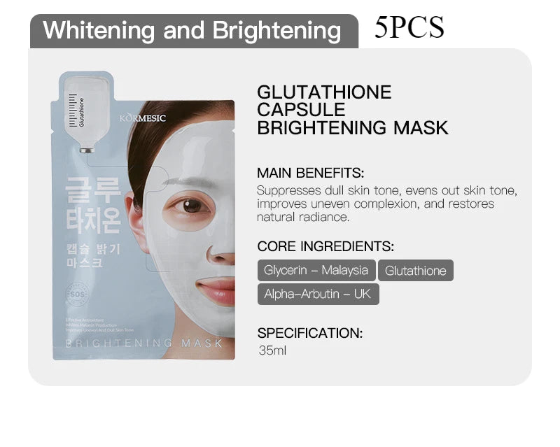 BIOAOUA Hyaluronic Acid Ceramide Glutathione Face Mask 5pc