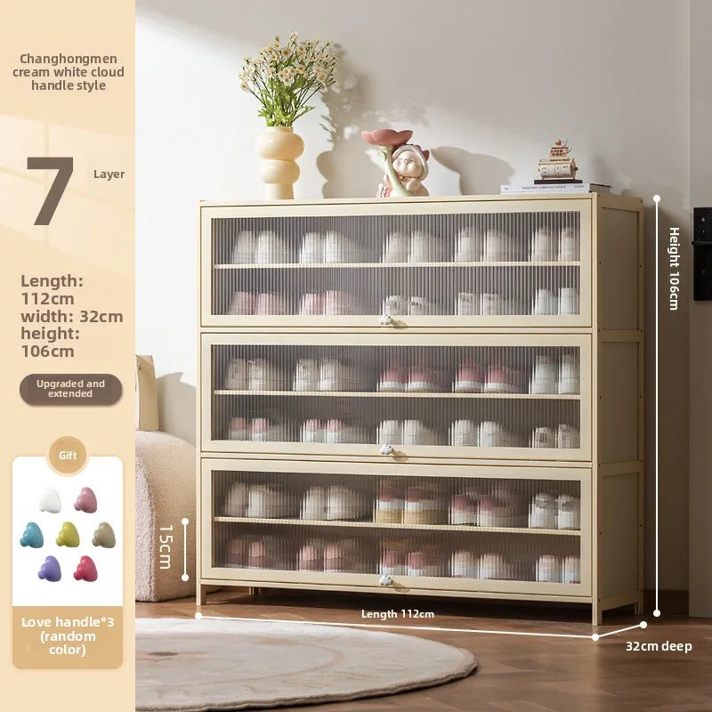 Cream wind dopamine shoe cabinet household simple door multi-layer dust storage shoe rack Oasis Select Seventh floor 112