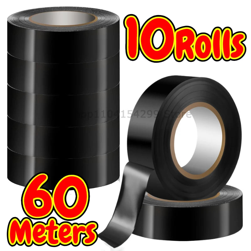 Black Electrical Wire Tape Electric Insulation Tape Heat Shrink High-Temp Insulating Adhesive for Industrial Home Mechanics Use Oasis Select 10roll