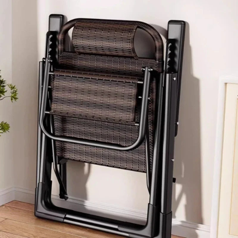 Rattan chair rattan woven folding lunch break recliner home leisure backrest elderly lazy chair durable nap bed folding chair Oasis Select