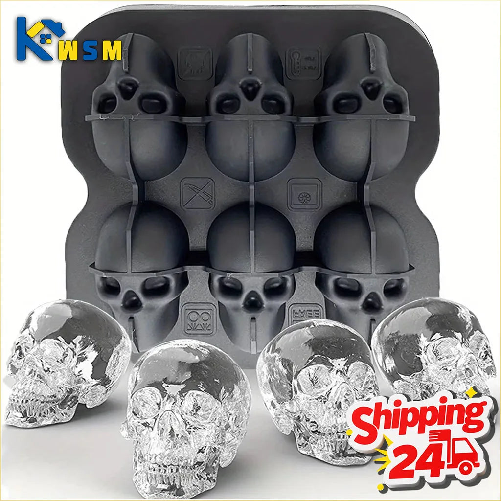 Skull Shape Ice Cube Tray Food Grade Silicone Mold for Cocktail Ice Balls Whiskey Bourbon Drink Freezer Tray Bar Party Supplies Oasis Select