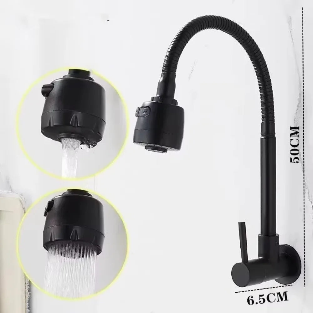 Universal Plastic Kitchen Faucet Rotating Black Single Cold Water Taps Single Handle Flexible Water Tap Nozzle Tap Sink Oasis Select