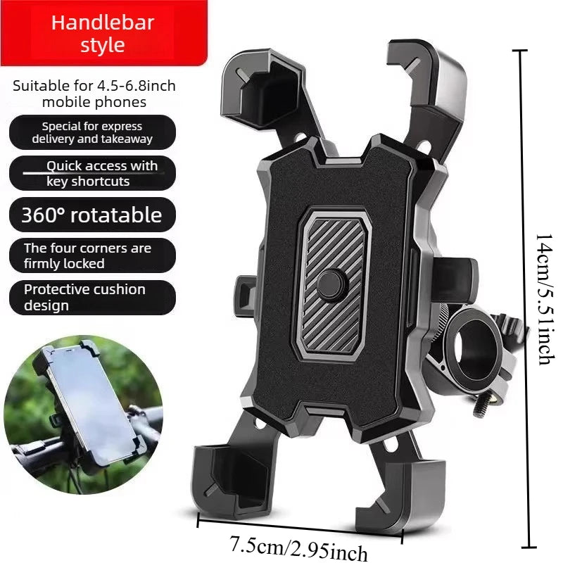 1pcs Universal Motorcycle Phone Bracket Rotatable Anti-slip Holder Stable Mount for MTB Bike Scooter Cycling Outdoor Use Oasis Select Handlebar style