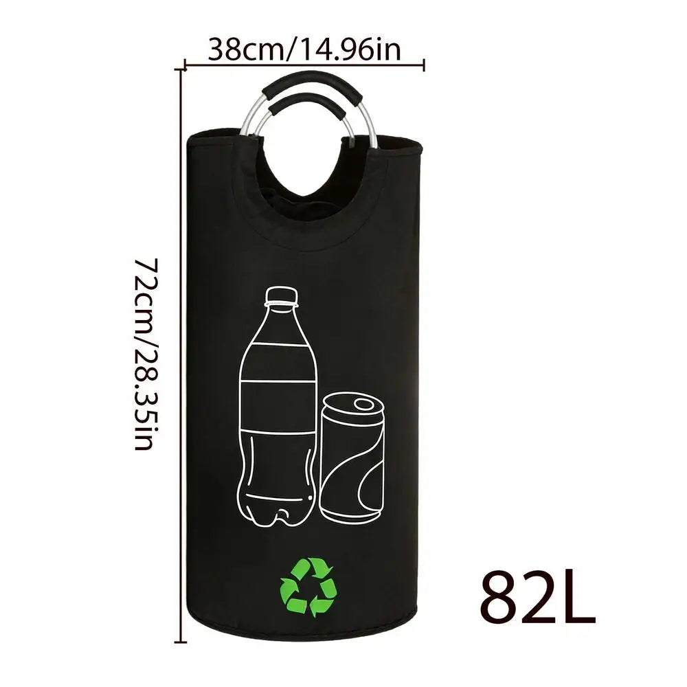 Recycle Bags 82L Storage Bin Deposit Bottle Storage Folding Recycling Bag with Double Handles for Bedroom Dorm College Home Oasis Select Black 82L