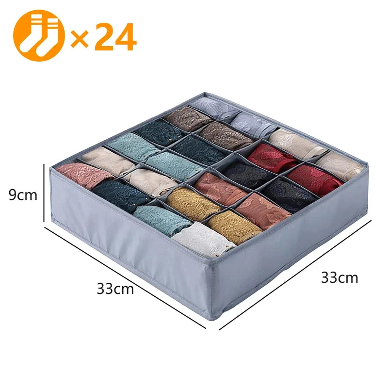 Sports Bra Underwear Organizer Storage Box Panties Socks Storage Boxes Wardrobe Clothes Organizer Cabinet Drawers Separator Box Oasis Select 24grids-gray1