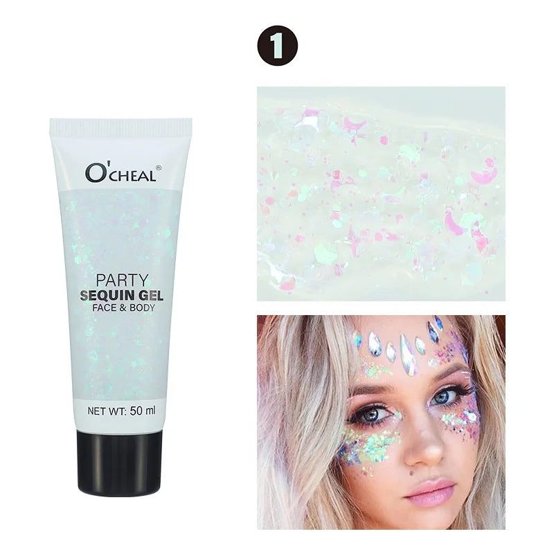 Party Sequin Glitter Gel – Waterproof & Sweat-Proof Body Glitter Body Glitter Gel Oasis Select 1
