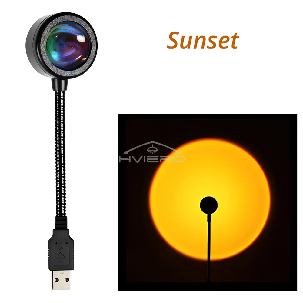 LED Sunset Lamp USB Projector – Mood Night Light for Bedroom