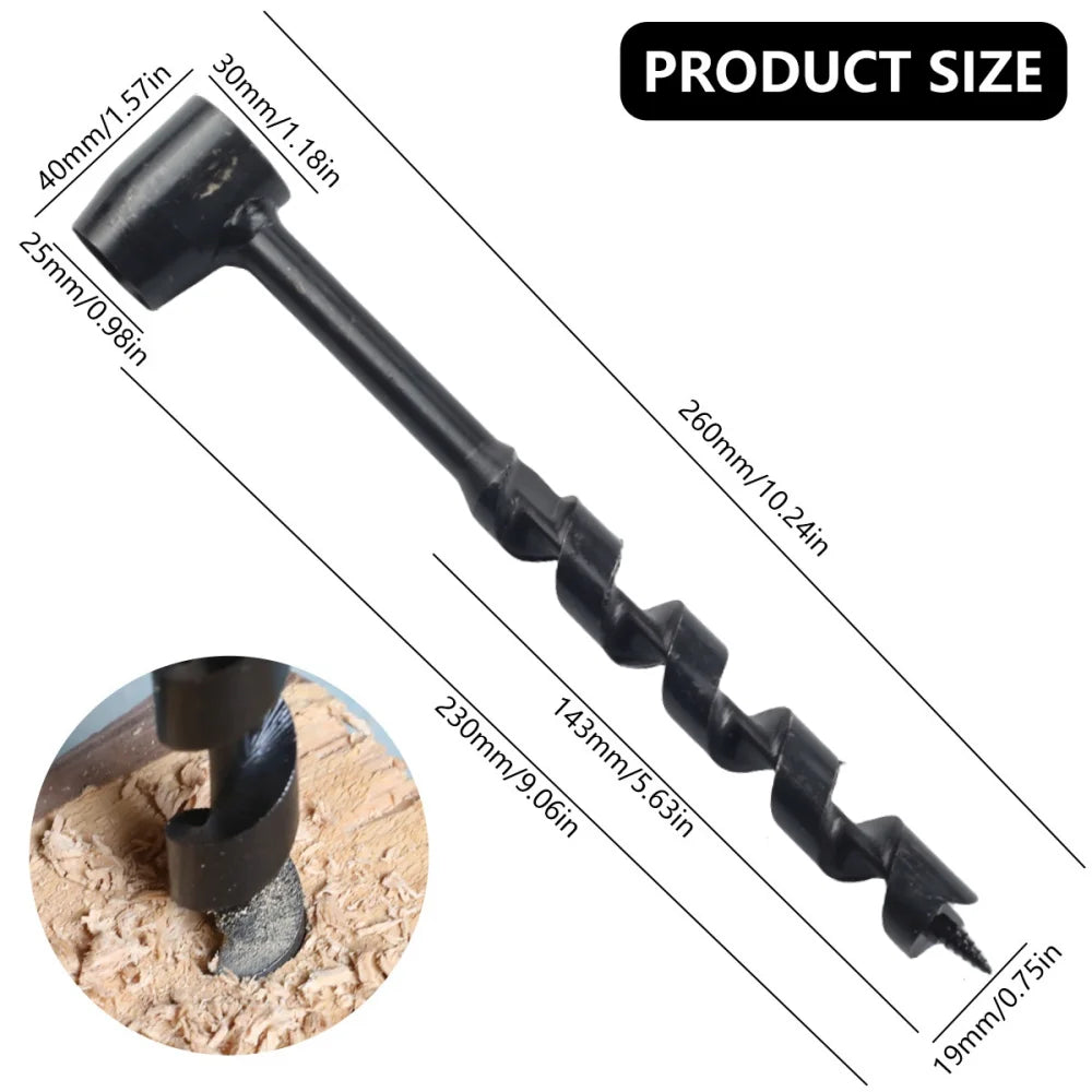 SLADE Manual Auger Drill – Carbon Steel Bushcraft Survival Tool Manual Auger Drill Oasis Select 19 x 230mm