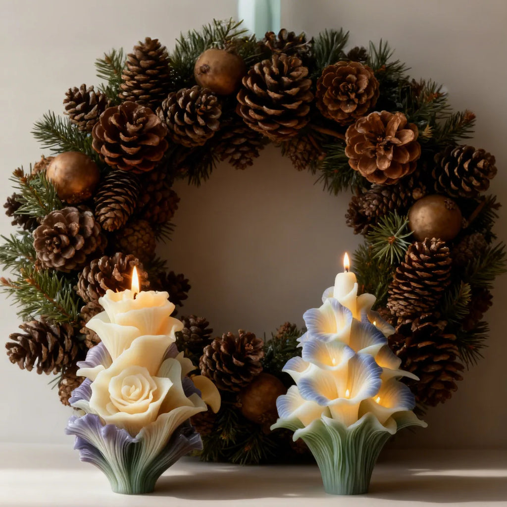 Christmas Twin Flower Christmas Tree Candle Mold DIY Christmas Atmosphere Floral Silicone Mold Oasis Select