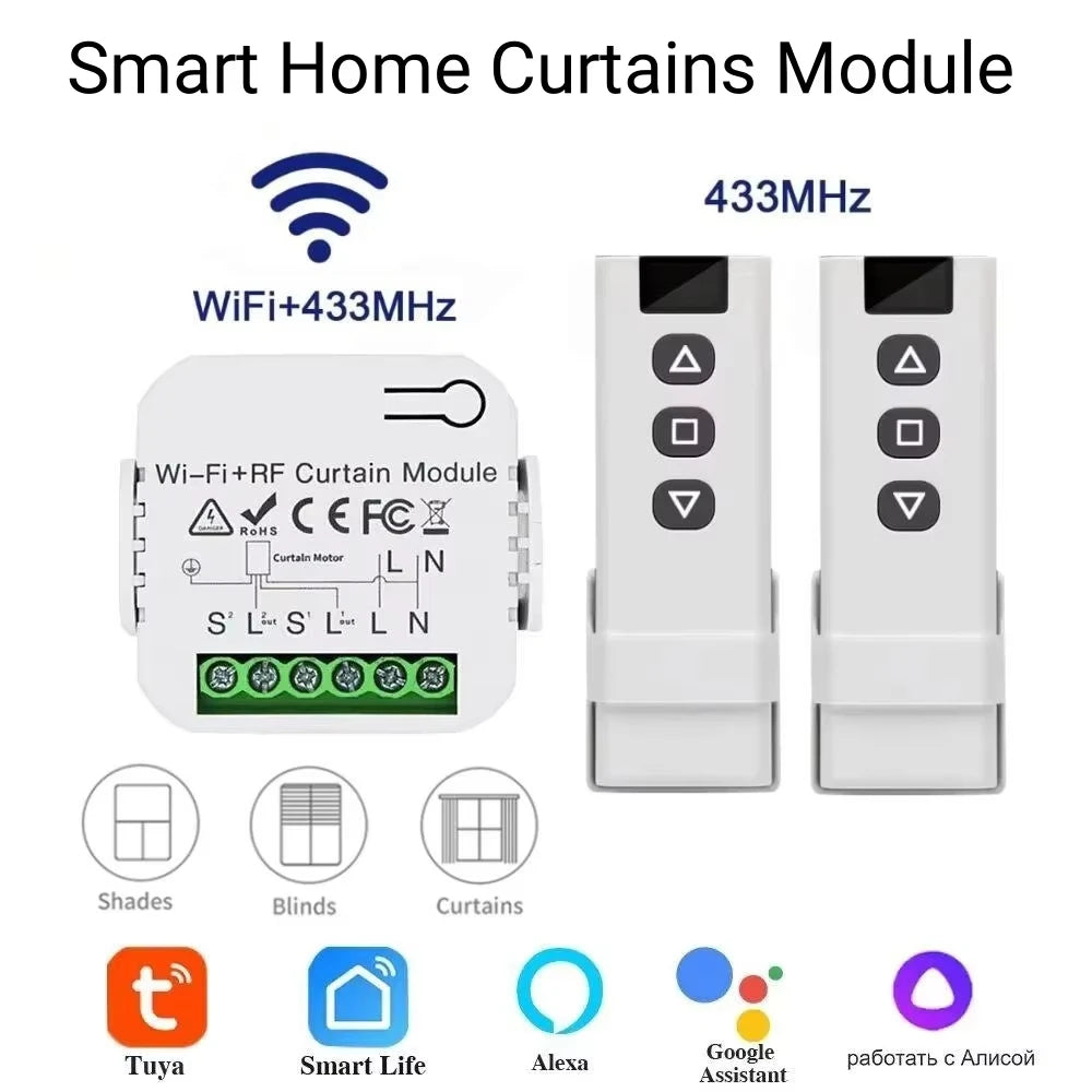 Tuya WiFi Smart Curtain Switch Roller Blinds Shutter Motor Remote Controllers Smart Life Voice APP Control For Alexa Google Home Oasis Select