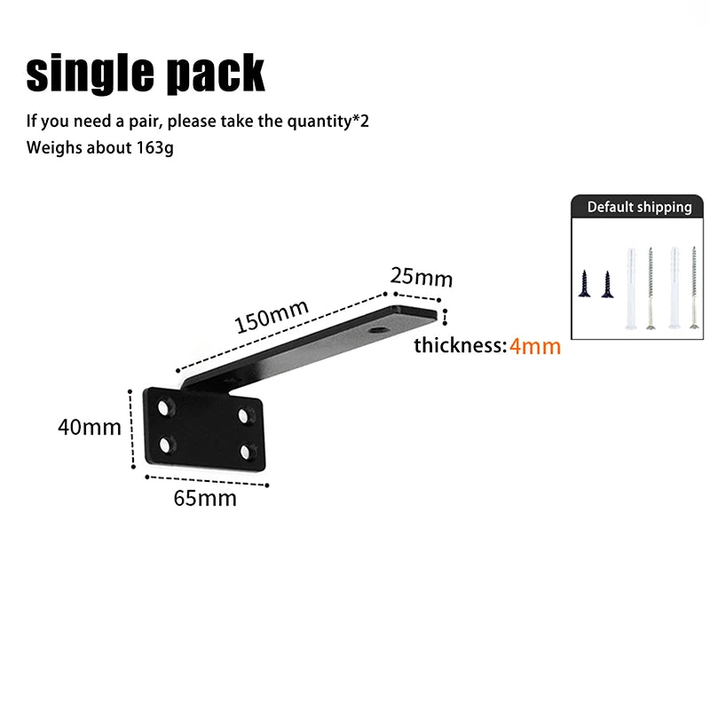 6/8/10/12inch Heavy Duty Cast Iron Shelves Brackets Floating Shelf Brackets 4MM Thicked Invisible L Brackets For Shelves Support Oasis Select 6in Black