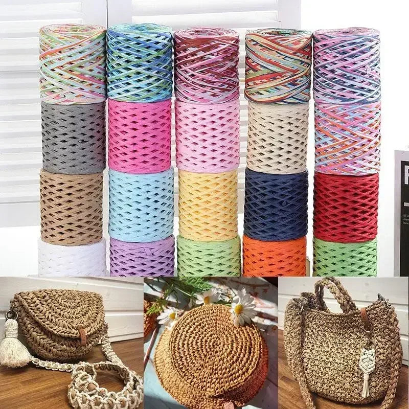 Natural Raffia Straw Yarn 200M Roll For Knitting Crocheting Paper Threads DIY Handmade Summer Sunhat Beach Bag Material Oasis Select