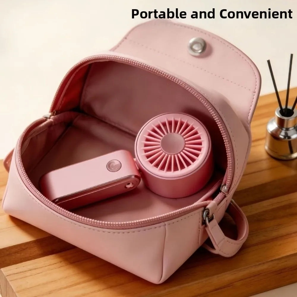 Foldable Portable Electric Fan Quiet Operation 3 Speeds Neck Hanging Small Fan Low Noise Handheld Mini Fan Desktop Use Oasis Select