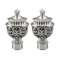 2pcs Durable Hollow Out Decorative Curtain Rod Cap Curtain Rod Head Drapery Rail Ends Curtain Accessories Oasis Select silver