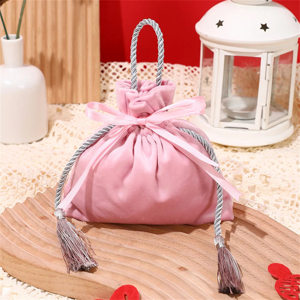 Velvet Candy Box Gift Bag Velvet Cloth Drawstring Tassel Bag Wedding Party Candy Pouches Wedding Party Fashion Drawstring Pocket Oasis Select Pink 1 Other