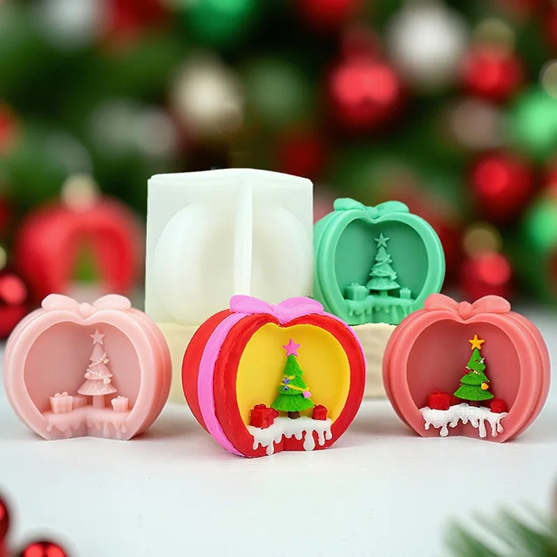 3D Apple Christmas Tree Silicone Wax Candle Mold DIY Christmas Apple Aromatherapy Gypsum Dropping Resin Home Decoration Gift Oasis Select