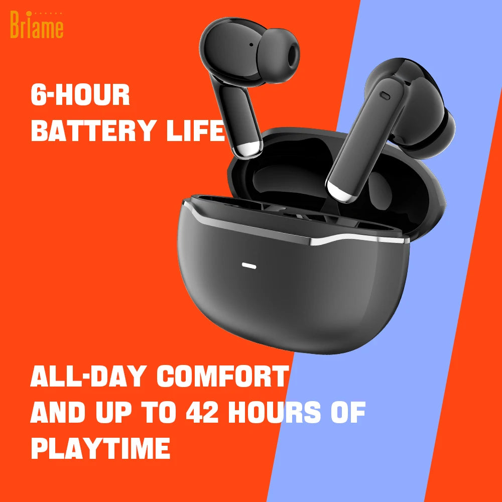 Briame Mini Bluetooth Earphones Wireless In-Ear Headphones with Microphone for Sports And Running Hifi Sound Headset Game Black Oasis Select